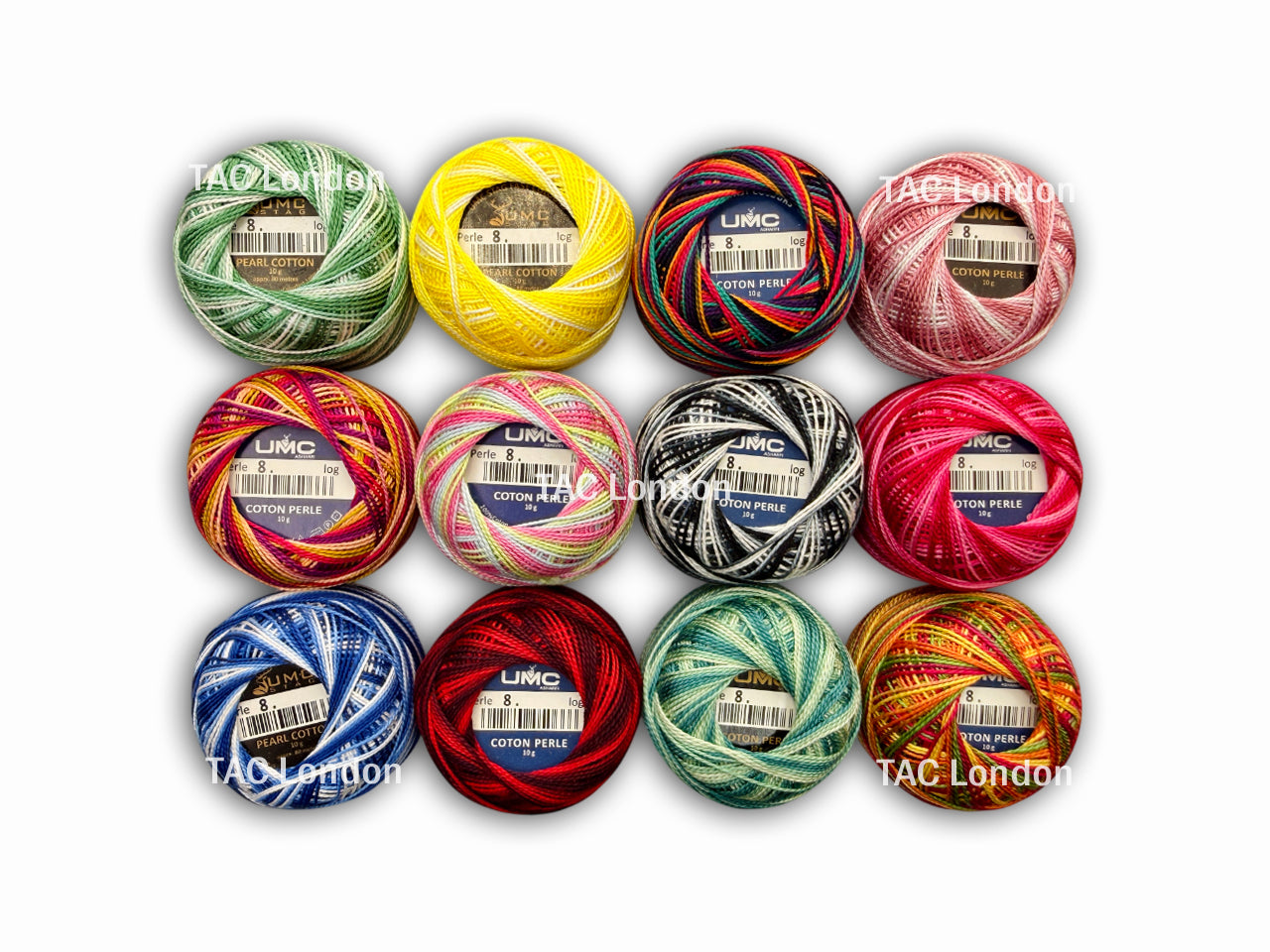UMC 12 Pieces Multi Variegated | Premium Pearl Cotton Embroidery Thread | 100% Cotton | Thread Cotton Balls