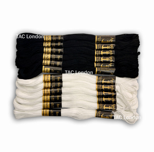 12 White Black Anchor Cross Skeins Stitch Cotton Skeins Embroidery Floss Threads