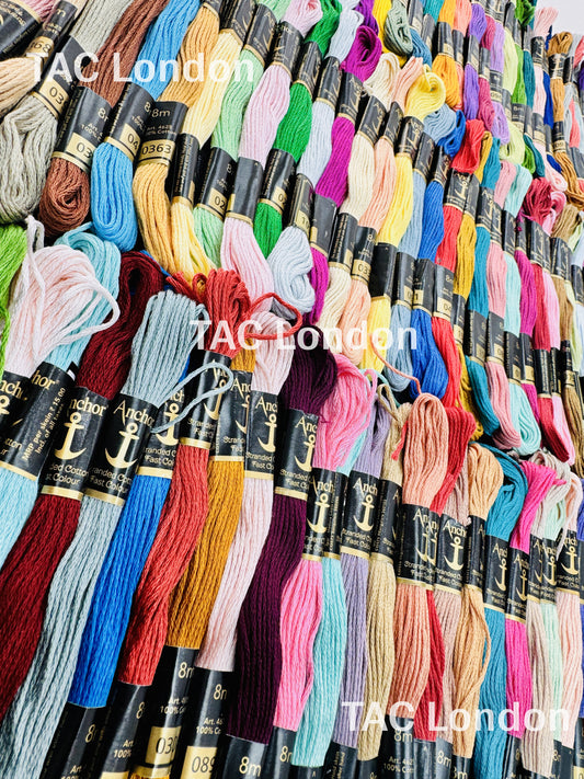 100 Anchor Cross Skeins Stitch Cotton Skeins Embroidery Floss Threads Assorted Colour