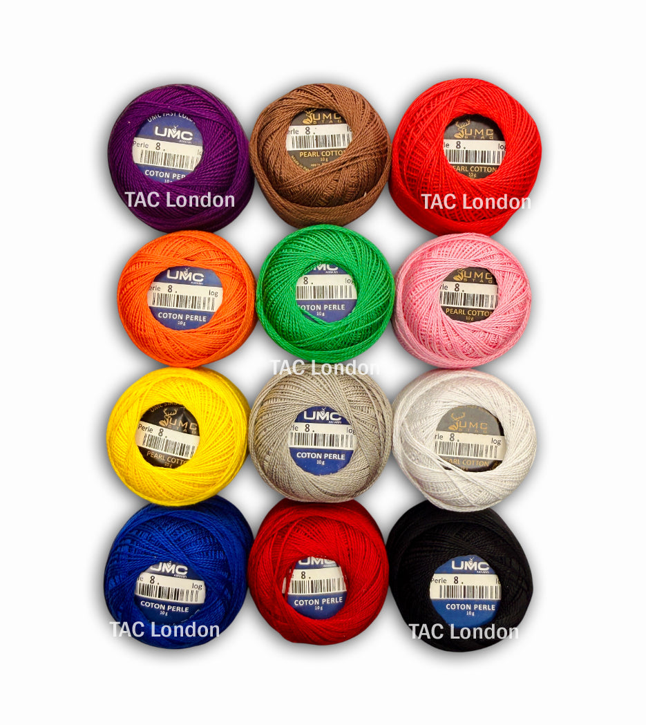 UMC 12 Pieces Premium Pearl Cotton Embroidery Thread | 100% Cotton | Thread Cotton Balls