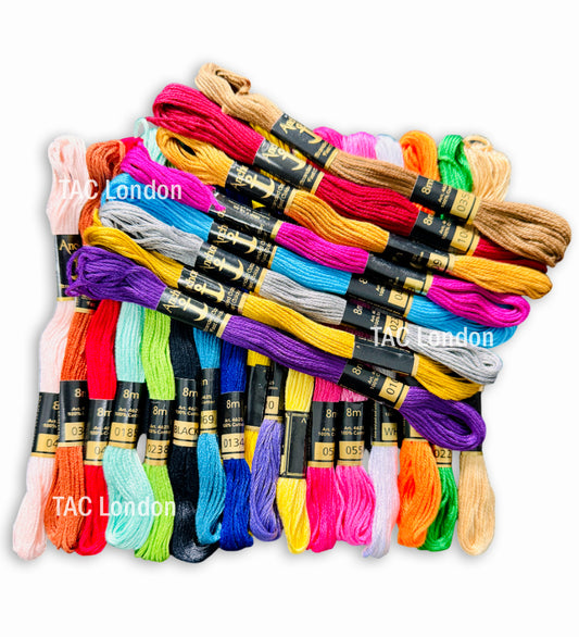 25 Anchor Cross Skeins Stitch Cotton Skeins Embroidery Floss Threads Assorted Colour