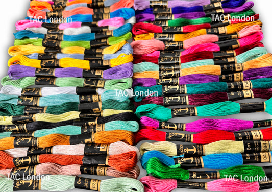 50 Anchor Cross Skeins Stitch Cotton Skeins Embroidery Floss Threads Assorted Colour