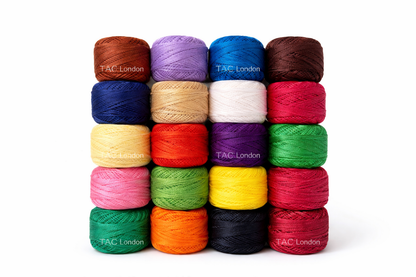 Pack of 20 Anchor Pearl Cotton Balls Anchor Crochet Cotton Embroidery Thread Balls Size 8 (85 Meters Each) Assorted Coloured