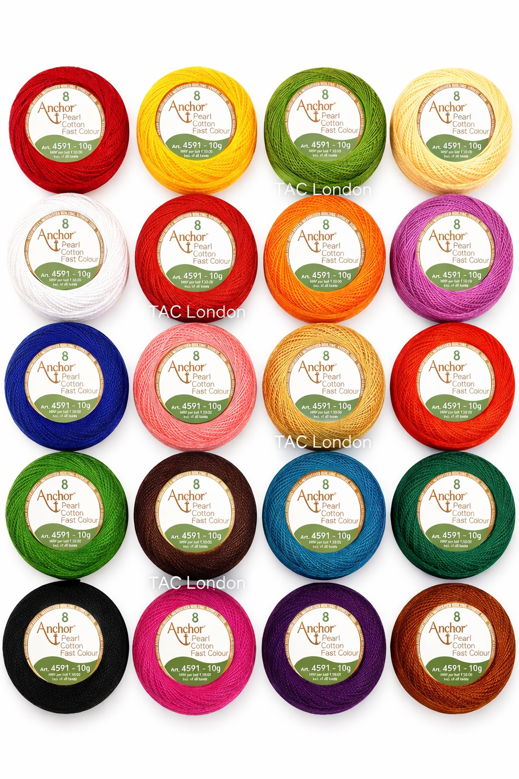 Pack of 20 Anchor Pearl Cotton Balls Anchor Crochet Cotton Embroidery Thread Balls Size 8 (85 Meters Each) Assorted Coloured