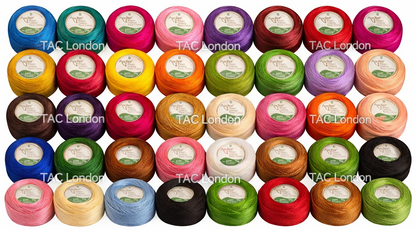 Pack of 40 Anchor Pearl Cotton Balls Anchor Crochet Cotton Embroidery Thread Balls Size 8 (85 Meters Each) Assorted Coloured