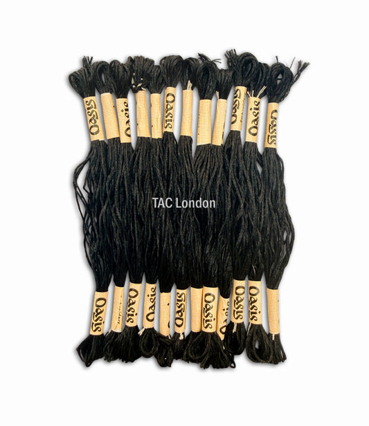 Pack of 12 Black Large Art Silk Skeins Stranded Embroidery Threads