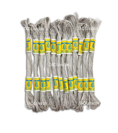 Pack of 12 Silver Metallic Effect Thread For Embroidery Cross Stitch Threads Floss 8m Each