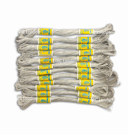 Pack of 12 Silver Metallic Effect Thread For Embroidery Cross Stitch Threads Floss 8m Each
