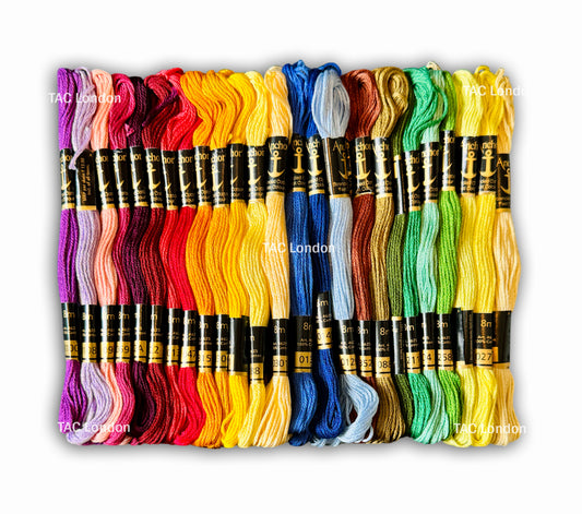 50 Anchor Cross Skeins Stitch Cotton Skeins Embroidery Floss Threads Assorted Colour Embroidery Shade No.01111
