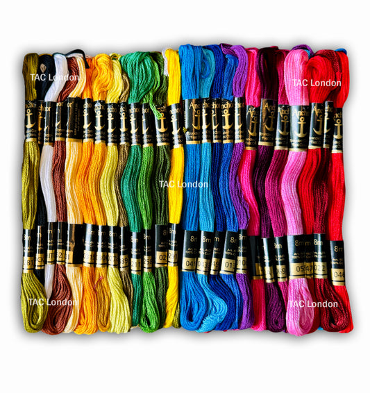 50 Anchor Cross Skeins Stitch Cotton Skeins Embroidery Floss Threads Assorted Colour Embroidery Shade No.02222
