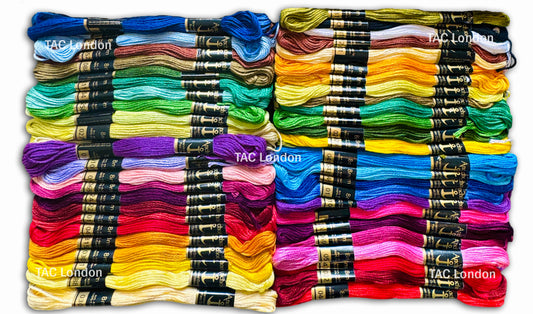 100 Anchor Cross Skeins Stitch Cotton Skeins Embroidery Floss Threads Assorted Colour (Code No.01122)