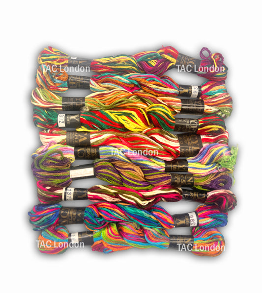 Pack of 10 Variegated Multi Extra Large Art Silk Skeins Stranded Most Demanding Colours Embroidery Threads