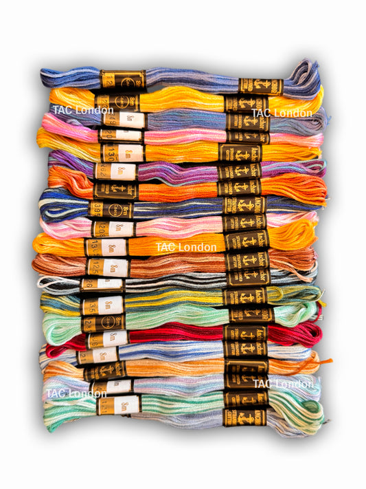 20 Multi Variegated Anchor Cross Skeins Stitch Cotton Skeins Embroidery Floss Threads Skeins