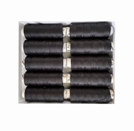 Pack of 10 Black Sewing Thread Spools 100% PURE COTTON Threads