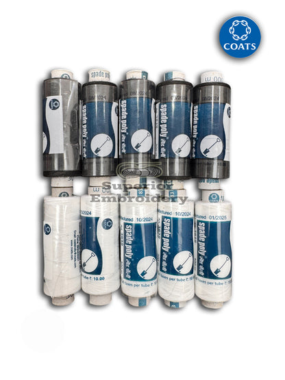 10 Coats Spade White Black Polyester Threads for Sewing and Overlocking 300 Meters Each Reel