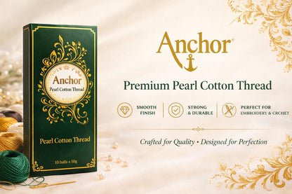 Pack of 10 White Anchor Pearl Cotton Balls Anchor Crochet Cotton Embroidery Thread Balls Size 8 (85 Meters Each)