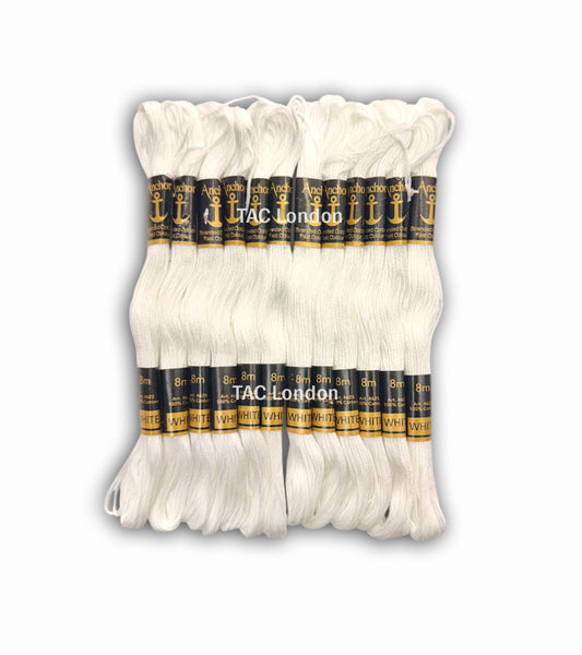 12 White Anchor Cross Skeins Stitch Cotton Skeins Embroidery Floss Threads