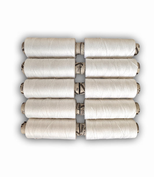 Pack of 10 White Sewing Thread Spools 100% PURE COTTON Threads